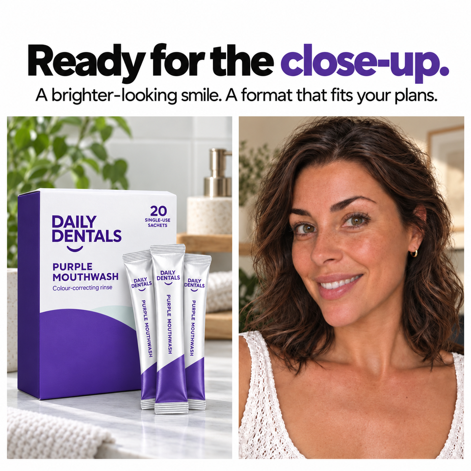 Daily Dentals Purple Whitening Mouthwash — 20 individual sachets