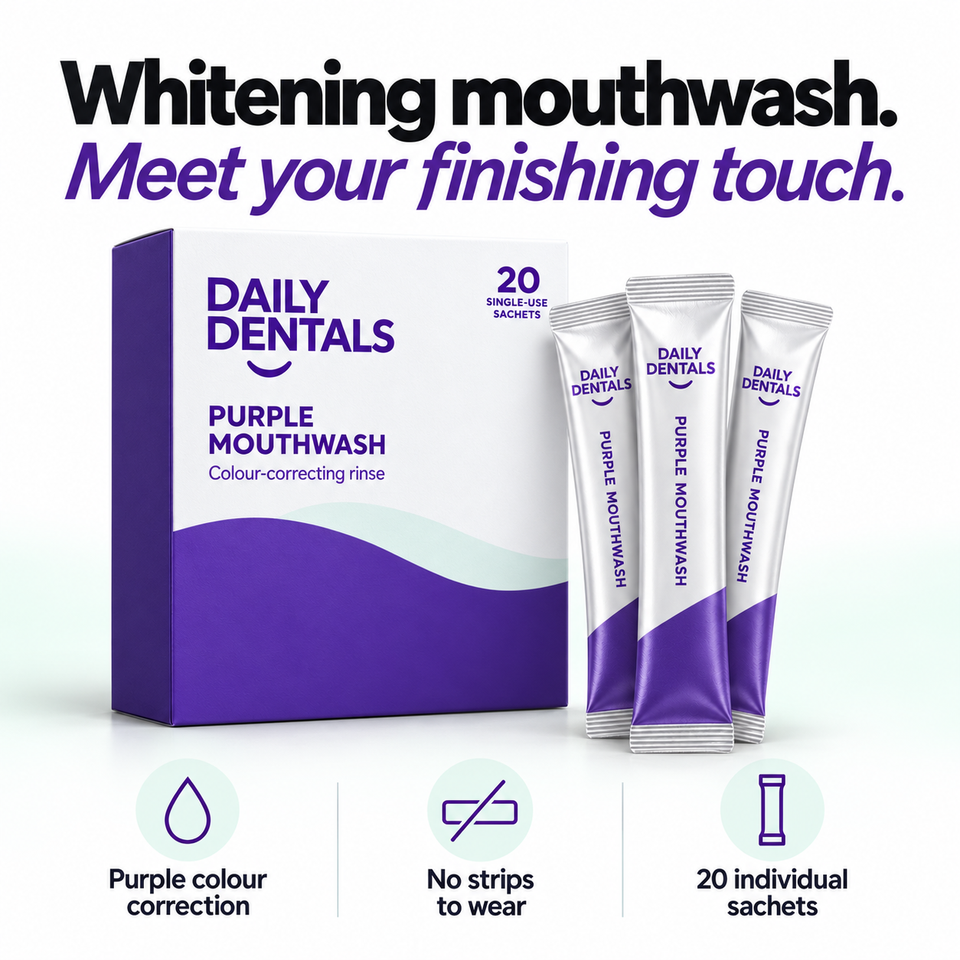 Daily Dentals Purple Whitening Mouthwash — 20 individual sachets